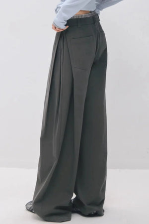 Double-Waistband Pleated Pants