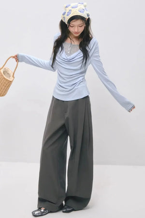 Double-Waistband Pleated Pants