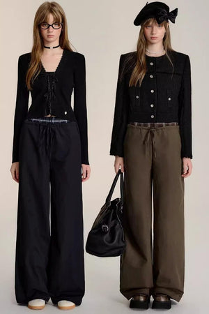 Double-Waistband Wide-Leg Trousers