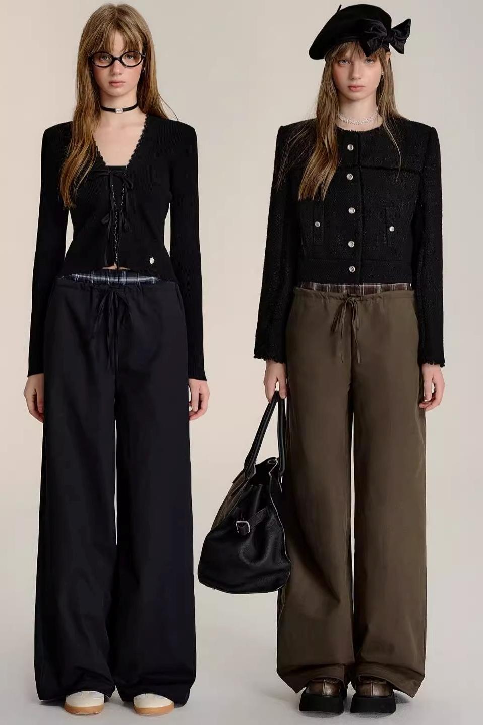 Double-Waistband Wide-Leg Trousers
