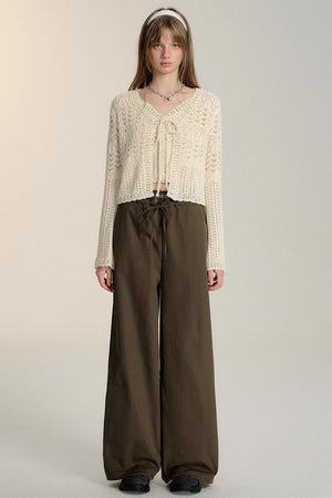 Double-Waistband Wide-Leg Trousers