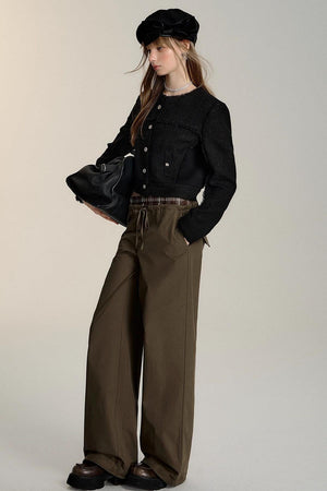 Double-Waistband Wide-Leg Trousers