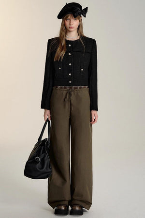 Double-Waistband Wide-Leg Trousers