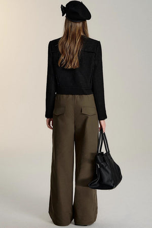 Double-Waistband Wide-Leg Trousers