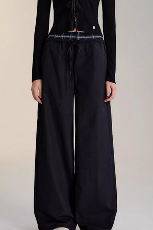 Double-Waistband Wide-Leg Trousers