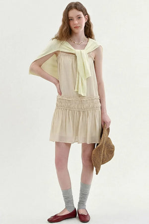 Draped Ruffle Spaghetti Dress