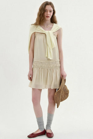 Draped Ruffle Spaghetti Dress