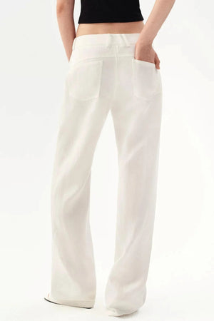 Draped Wide Leg Linen Pants