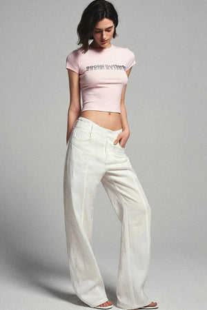 Draped Wide Leg Linen Pants