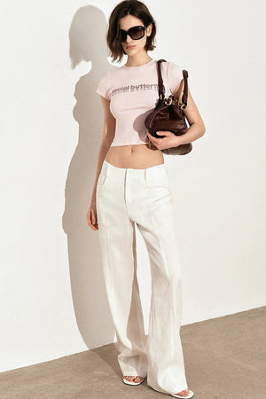 Draped Wide Leg Linen Pants