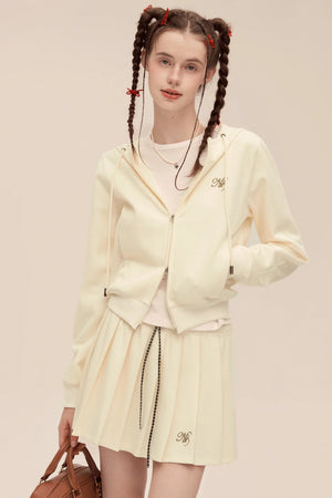 Drawstring Pleated High Waist Skirt