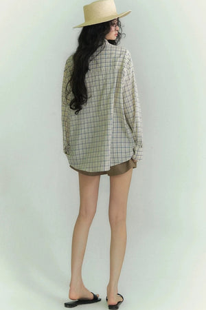 Drawstring Pocket Plaid Shirt