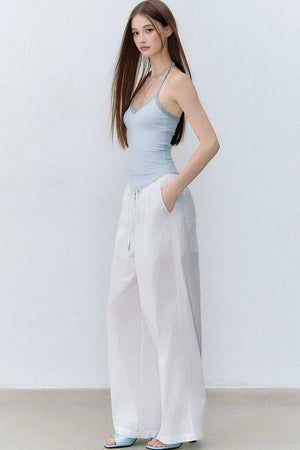 Drawstring Straight-Leg Pants
