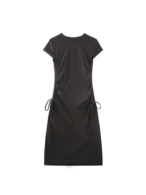 Drawstring Waist Slim Midi Dress