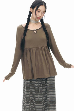Drawstring Waist Striped Skirt