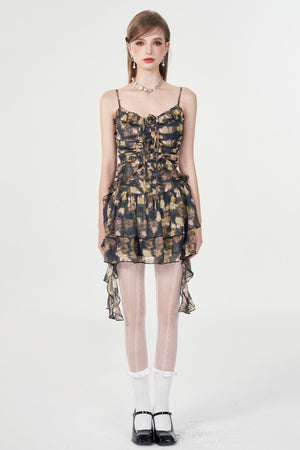 Dreamy Floral Ruffle Halter Dress