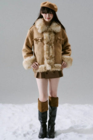 Eco-Friendly Fur Bow Coat
