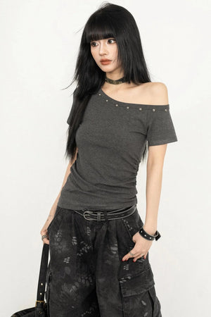 Edgy Rivet Short T-Shirt