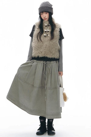 Elastic Cotton Dimensional Skirt