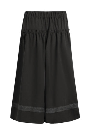 Elastic Waist Patchwork Wide-Leg Skirt Pants