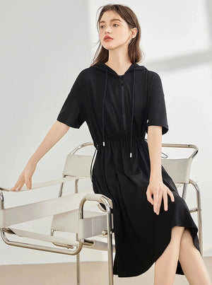 Elasticated Waist Hooded Dress