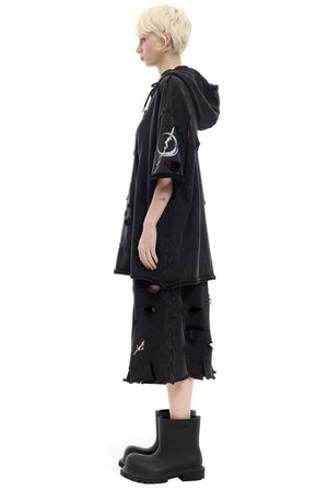 Electric Distressed Moon Shorts