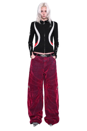 Electric Moon Racing Zipper Elastic Tops