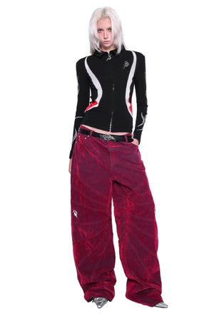 Electric Moon Racing Zipper Elastic Tops
