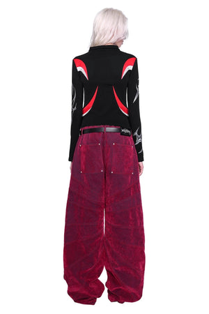 Electric Moon Racing Zipper Elastic Tops