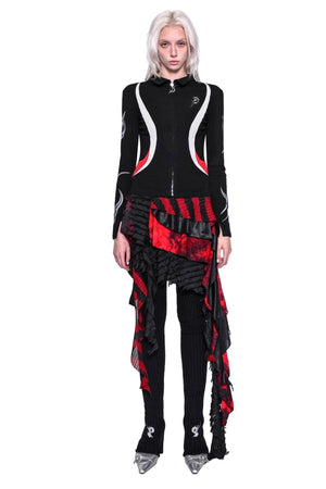 Electric Moon Racing Zipper Elastic Tops