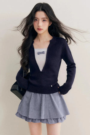 Elegance Bow Accent Skirt Set-Up