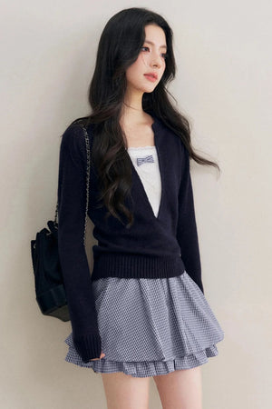 Elegance Bow Accent Skirt Set-Up