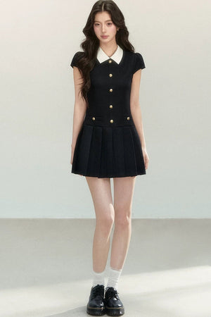 Elegant Black Pleated Dress