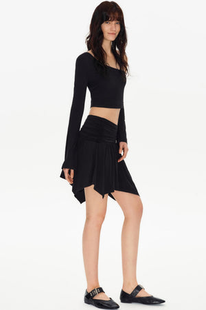Elegant Black Soft Gauze Skirt