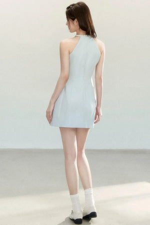 Elegant Blue Halter Dress