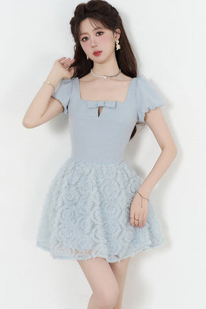 Elegant Blue Mesh Dress