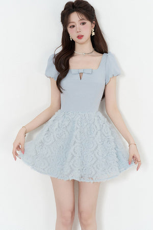 Elegant Blue Mesh Dress