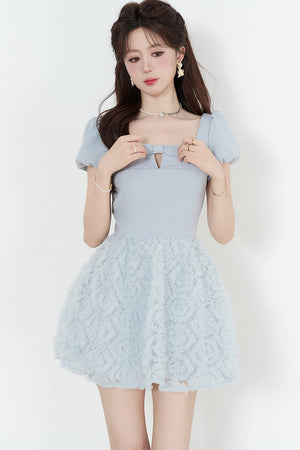 Elegant Blue Mesh Dress