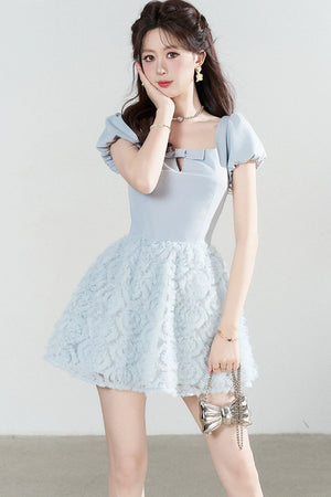 Elegant Blue Mesh Dress