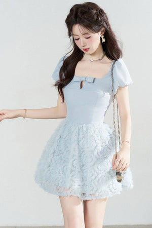 Elegant Blue Mesh Dress