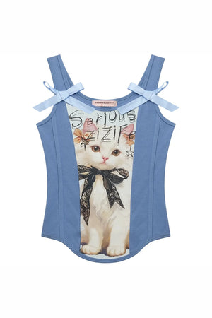 Elegant Cat Print Camisole