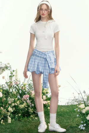 Elegant Check Baggy Pants