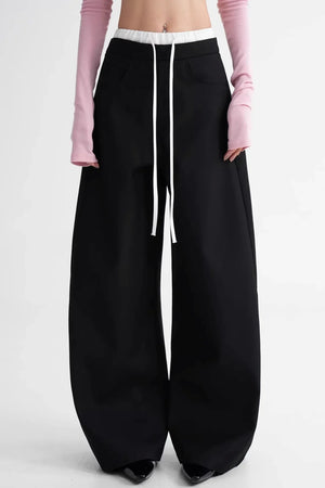 Elegant Color-Blocking Wide-Leg Pants