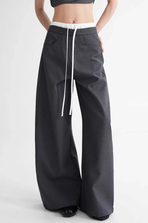 Elegant Color-Blocking Wide-Leg Pants