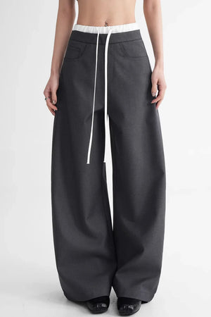 Elegant Color-Blocking Wide-Leg Pants