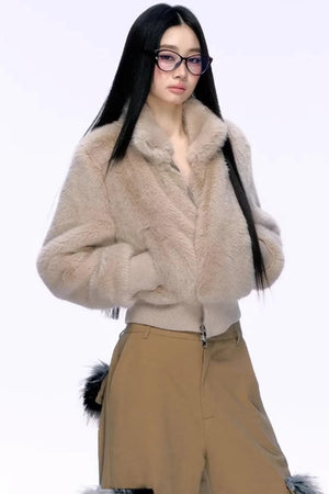 Elegant Faux Fur Patchwork Coat
