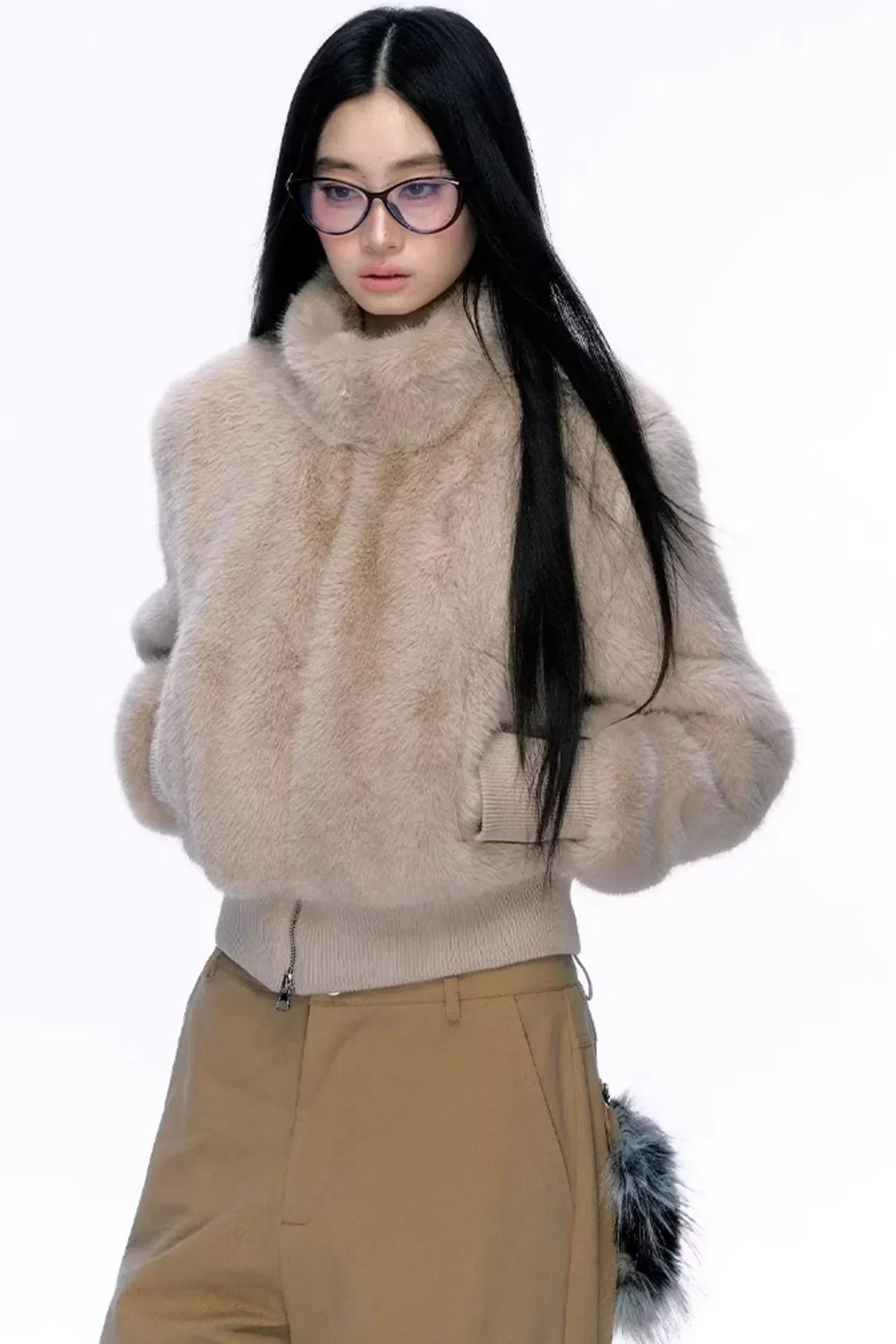 Elegant Faux Fur Patchwork Coat