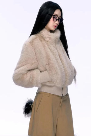 Elegant Faux Fur Patchwork Coat