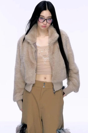 Elegant Faux Fur Patchwork Coat