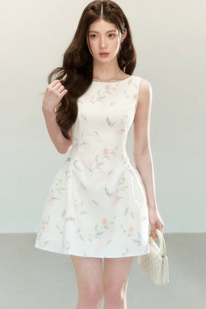 Elegant Floral Puff Dress